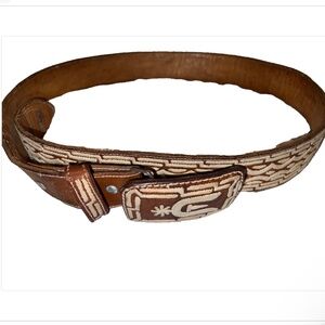 men's vintage authentic Mexican western piteado-style leather belt